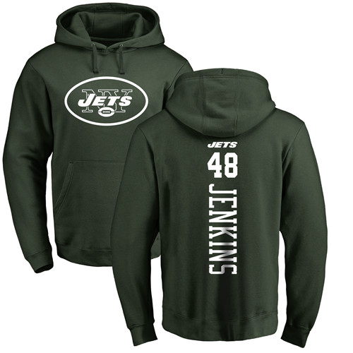 New York Jets Men Green Jordan Jenkins Backer NFL Football #48 Pullover Hoodie Sweatshirts